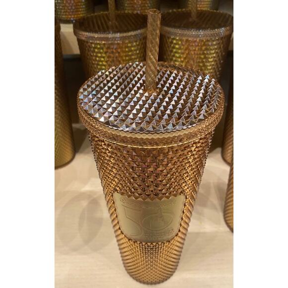 2023 Walt Disney World 50th Celebration Gold Starbucks Studded Tumbler Cup New - Picture 3 of 4